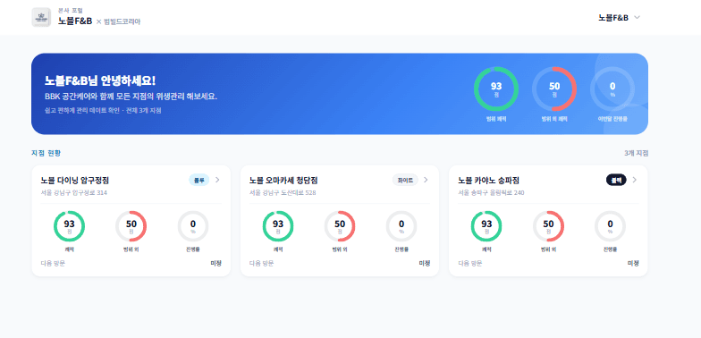 BBK 공간케어 본사 포털 대시보드